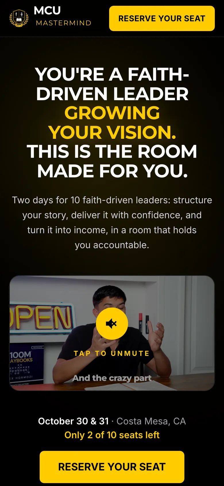 Eliam Fuentes mastermind funnel on a phone
