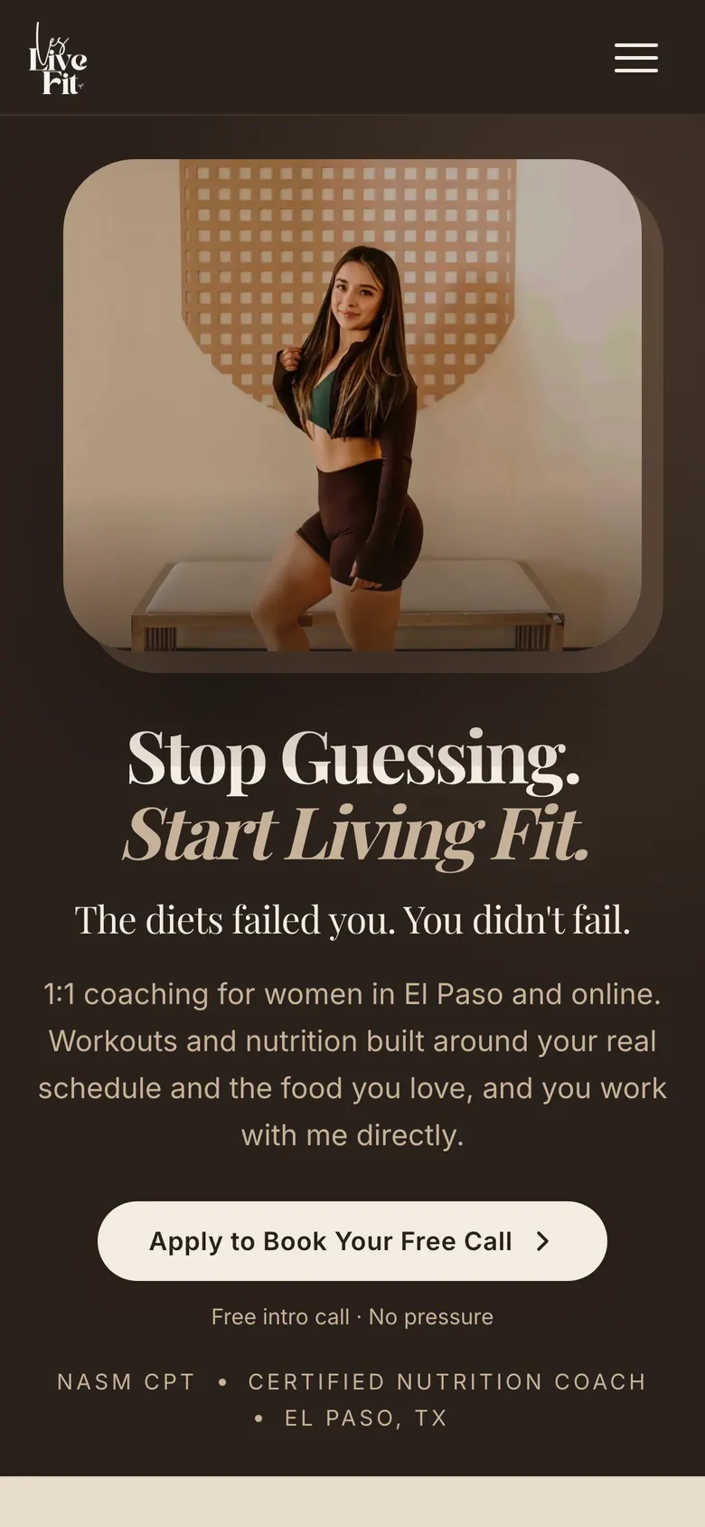 Les Live Fit website on a phone