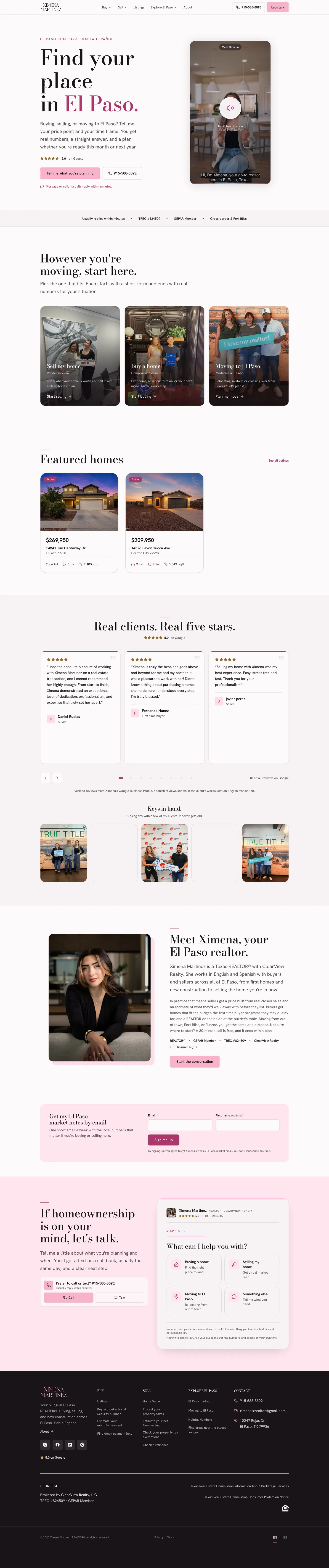 Ximena Martinez homepage on a desktop